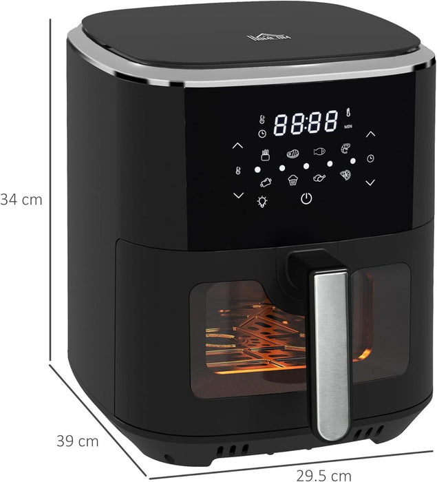 Premium 1500W 4-in-1 Air Fryer: Air Fry, Bake, Roast, Dehydrate. Includes Cookbook. High-quality 6.5L Capacity.