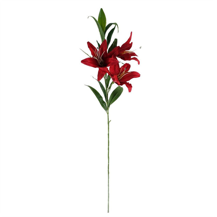 Pack of 6 x 100cm Large Red Lily Stem - 18 Flowers