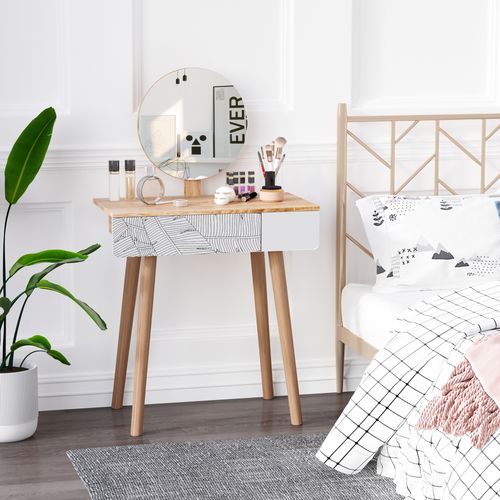 Wooden Nordic Dressing Table Brown/White