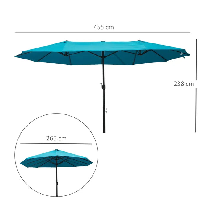 High-Quality 4.6M Patio Umbrella - Sun Shade Canopy in Blue - Outsunny