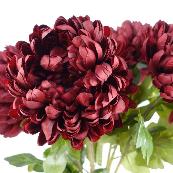 6x 75cm Extra Large Reflex Chrysanthemum - Red - High-Quality Silk Petals