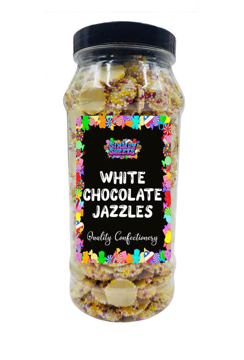 Retro Sweets Gift Jar White Chocolate Jazzies Snowies Jazzles | Best Quality, Delivered to Your Door