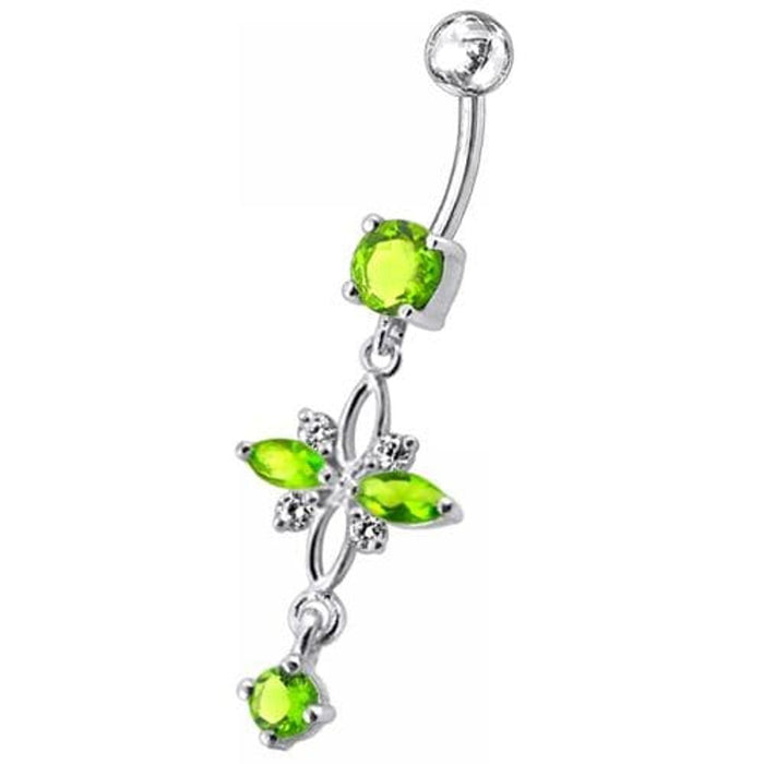 Fancy  Jeweled Dangling Navel Belly Button Ring