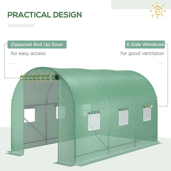 High-quality 3.5x3x2m Polytunnel Greenhouse Tent w/ PE Cover - Perfect for Home Gardening!