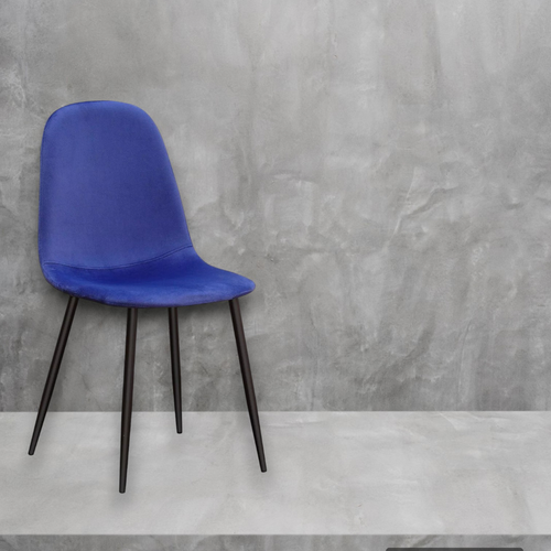 BLUE FABRIC CHAIR BLACK METAL LEGS