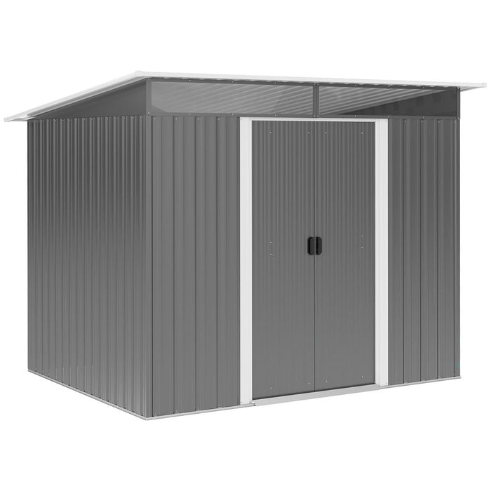 Premium Quality Outsunny Garden Shed - Tool Organizer w/ Double Sliding Door - Durable & Spacious Outdoor Storage - Grey