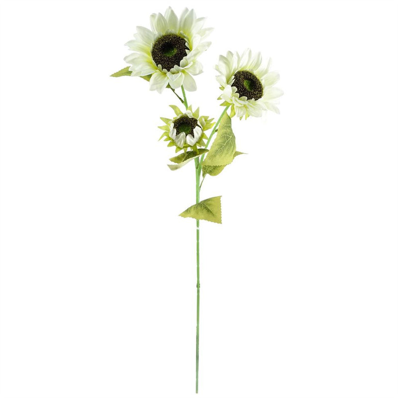 100cm White Artificial Sunflower Arrangement - Glass Vase