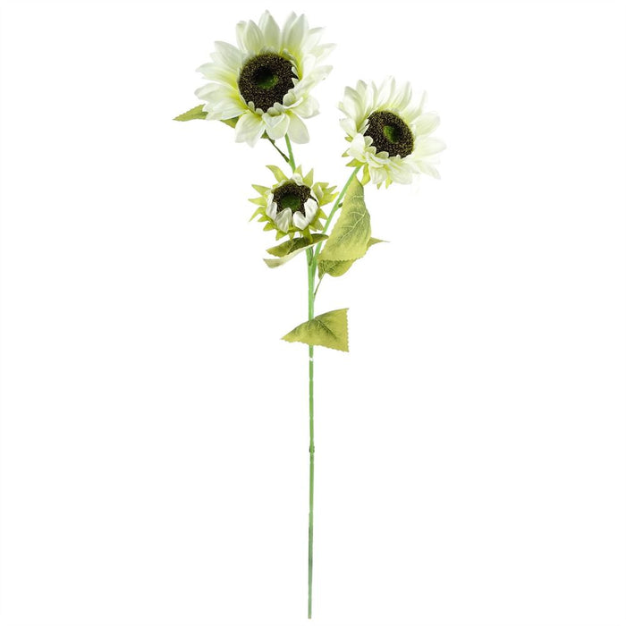 100cm White Artificial Sunflower Arrangement - Glass Vase