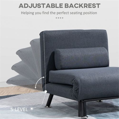 Sofa Chair Single Sofa Futon Bed Black Chaise Longue Sleeper Bed Black