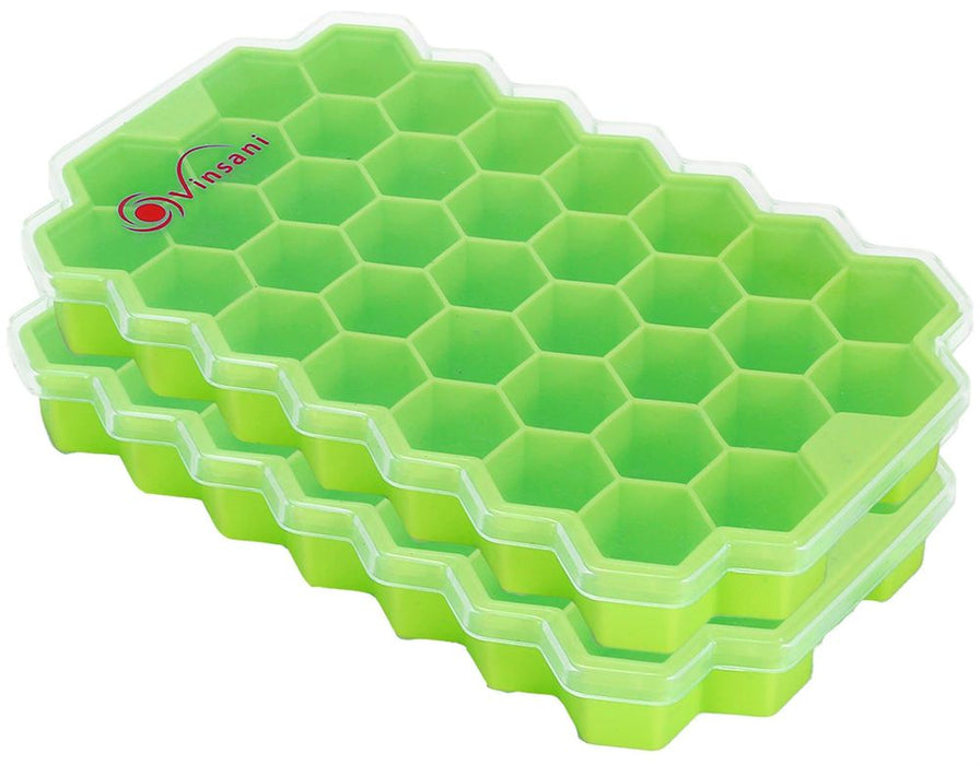 VINSANI Hexagon Ice Cube Trays - 2 Pack: Stackable, Easy Release, BPA-Free