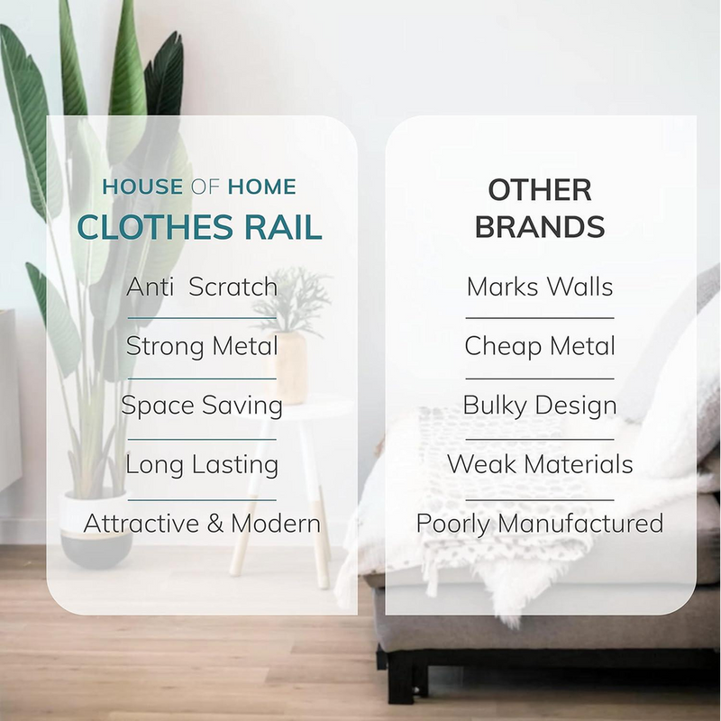 Premium 5FT Black Clothes Rail: Sturdy, Easy to Assemble & Extra Hanging Space