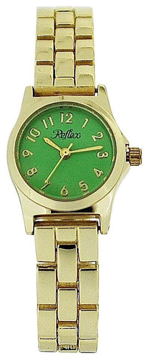 Reflex Ladies Metal Analogue Green Dial & Yellow Tone Metal Bracelet Strap Watch LB106