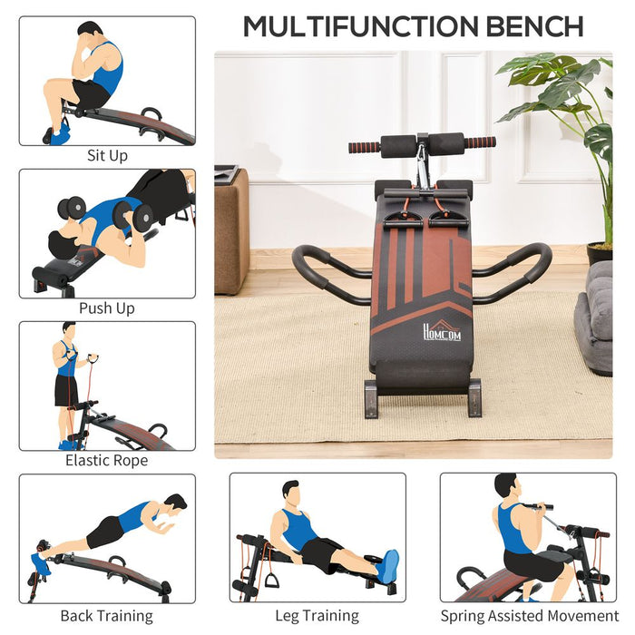 HOMCOM Multifunctional Sit Up Bench with Headrest - Ultimate Ab Exercise Equipment of Superior Quality