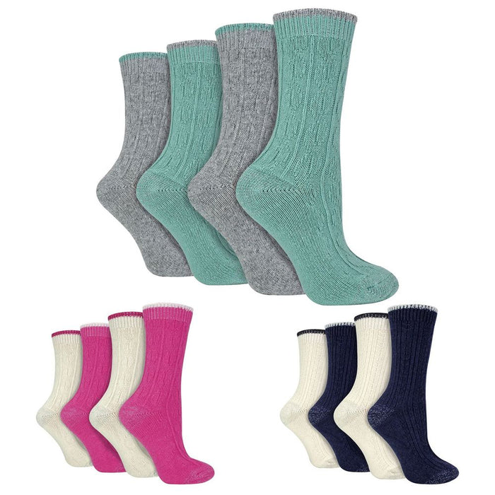 Wildfeet - Ladies 4 Pair Multi Pack Cashmere Bed Socks