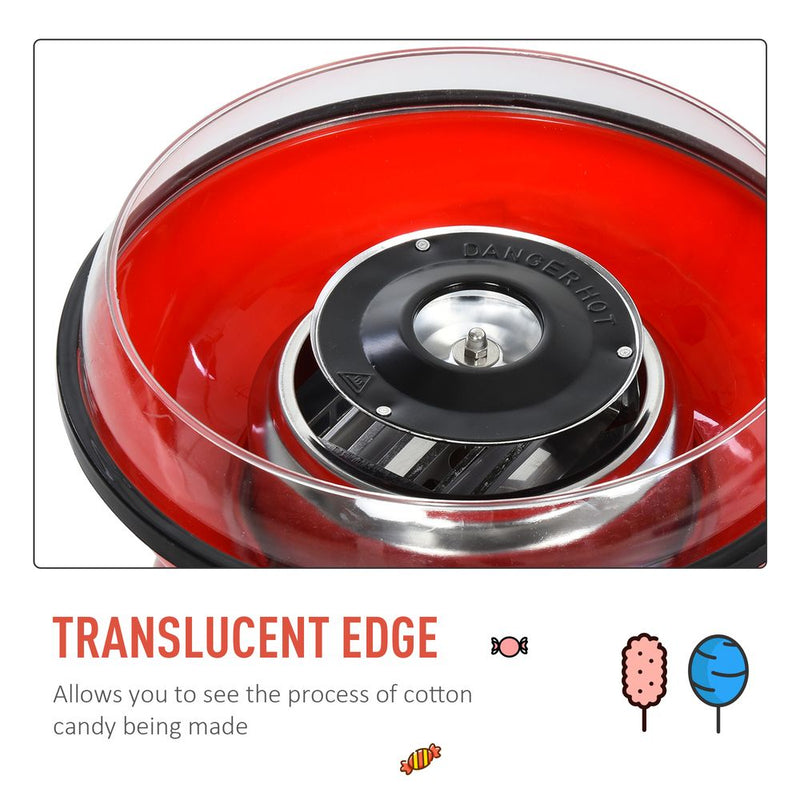 450W Non-Stick Stainless Steel Candyfloss Machine Red