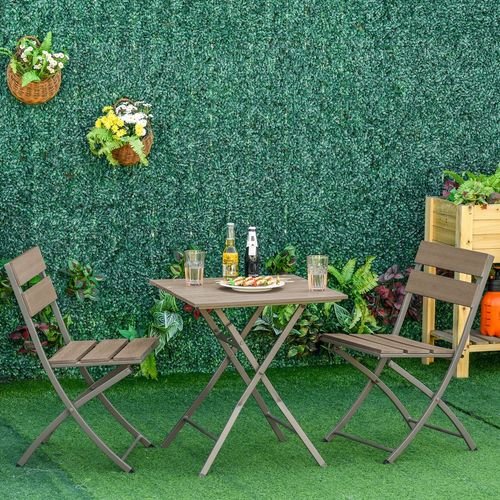 Outsunny 3 PCS Foldable Garden Bistro Set Folding Table And Chairs Set, Grey