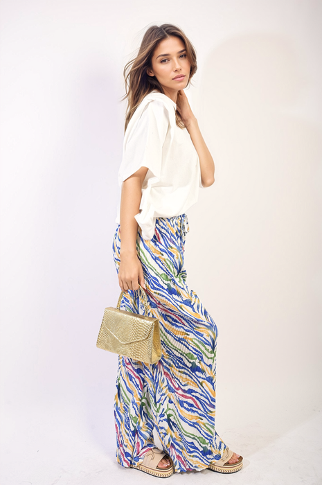 Pleated Wide Leg and Elastic Waist Trousers - Stylish, Comfortable, and Versatile!