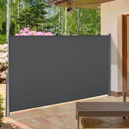 3x1.6M Retractable Side Awning Screen Fence Patio Privacy Divider Grey