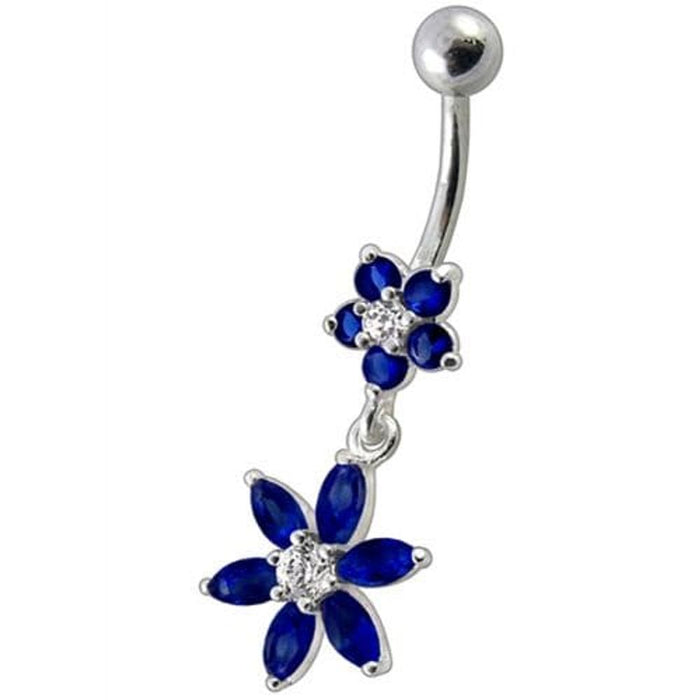 Fancy Flower Dangling Navel Ring