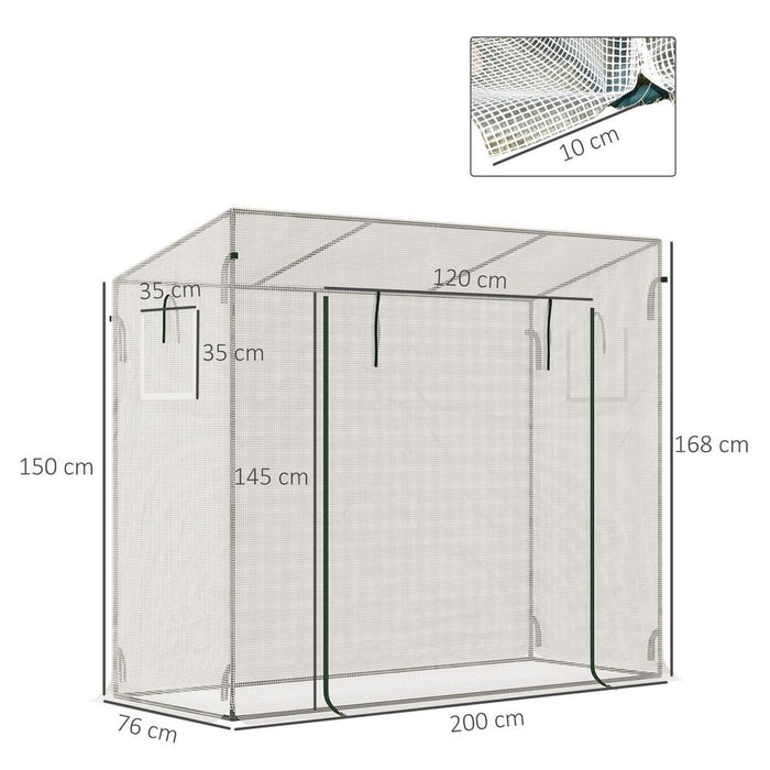 Outsunny Walk-in Garden Greenhouse | Steel Frame, Roll Up Door, Weatherproof, Portable | 200x76x168cm