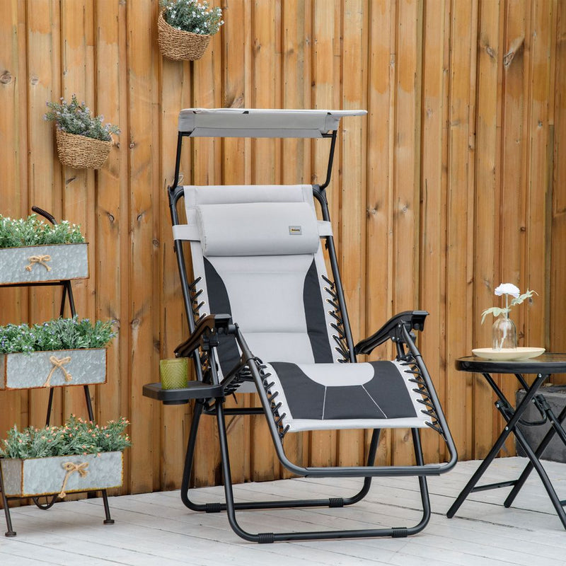 Ultimate Relaxation Zero-G Lounger Chair w/ Shade Cover, Cup Holder, & Headrest