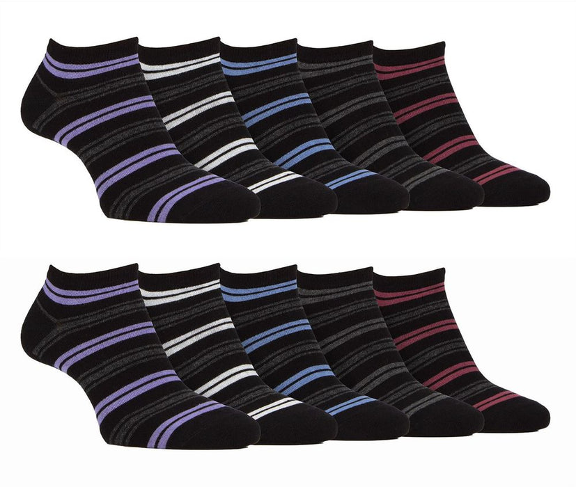 Farah - 10 Pack Mens Bamboo Plain Trainer Socks