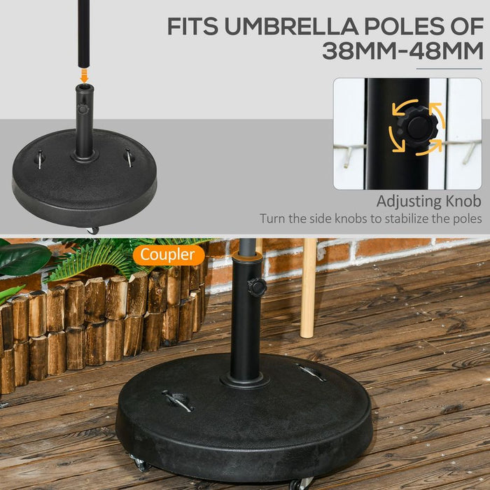 Premium Outsunny 23.5kg Resin Garden Parasol Base for 38mm-48mm Poles - Easy Mobility