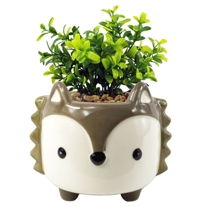 10cm Ceramic Grey Fox Planter