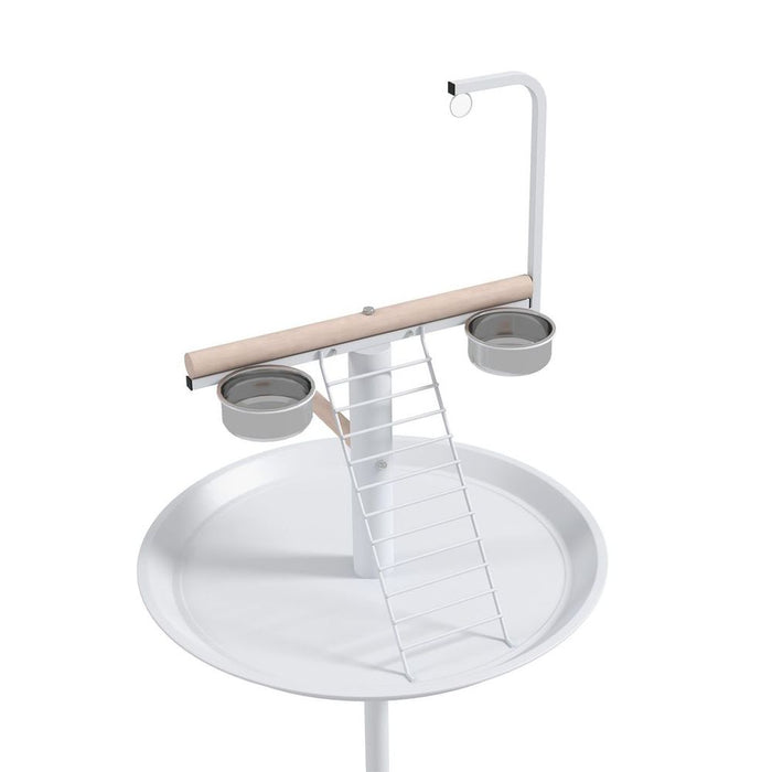 PawHut Bird Table: Elevated, Mobility, Perches, Stainless, Round Tray