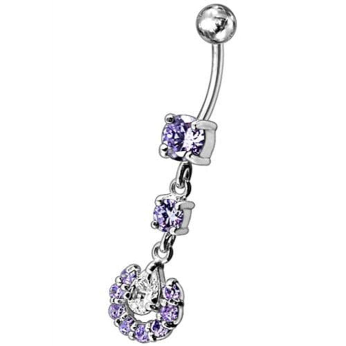 Fancy flowered Silver Dangling Navel Ring