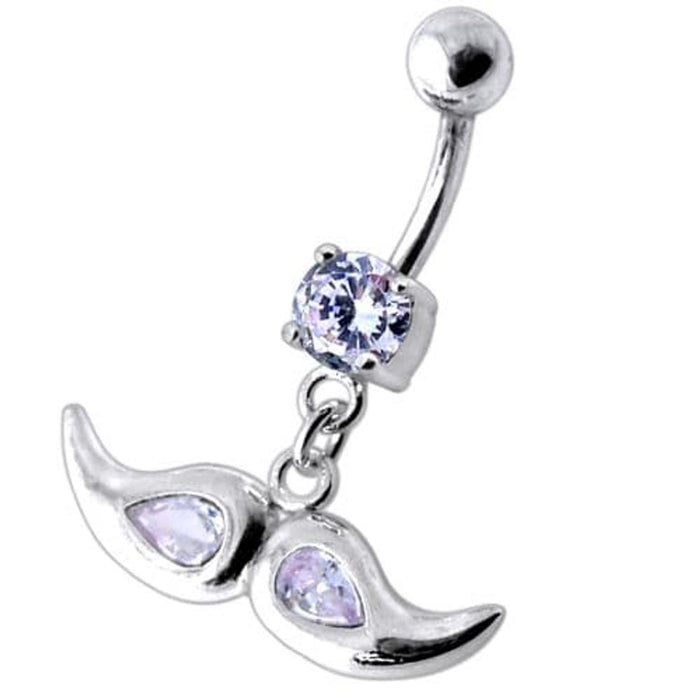 Jeweled mustache Dangling Belly Ring