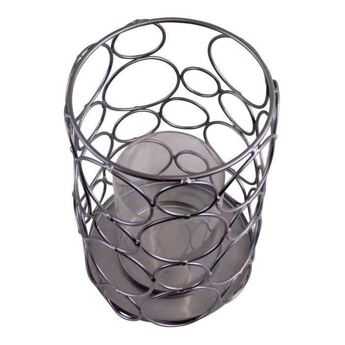 Premium Large Silver Metal Abstract Candle Holder