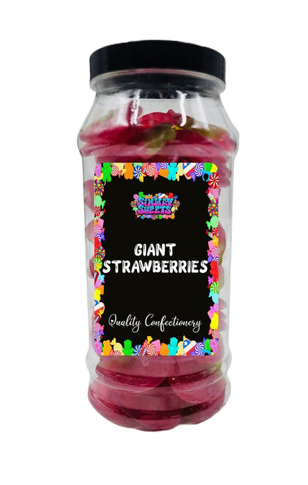 Giant Strawberries Chewy Sweets - Retro Jelly Gummy Gift Jar - Best Quality - Fast Delivery