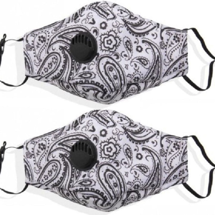 High-quality Cotton Face Mask Adults Paisley Valve - White