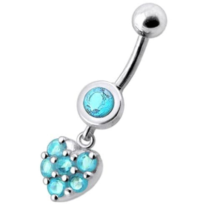 Fancy  Heart Dangling Navel Ring Body jewelry