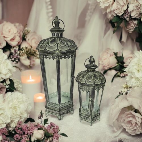 61/40CM SET 2 METAL GARDEN LANTERNS