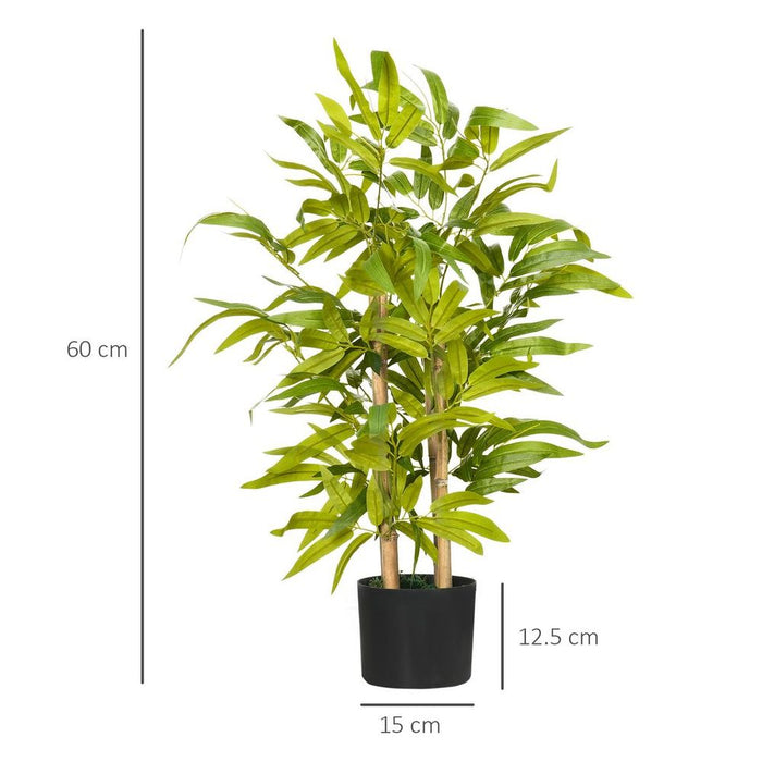 Premium HOMCOM Potted Artificial Bamboo Tree - Lifelike Indoor/Outdoor Decor, 60cm