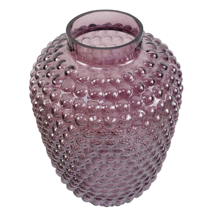 Premium Mulberry Purple Bubble Glass Vase - 30cm Luxury Décor Accent