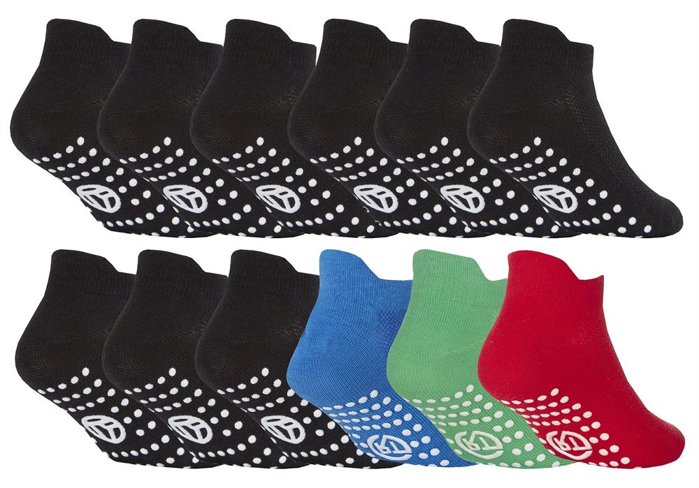 12 PAIRS - Boys Gym Socks with Grips