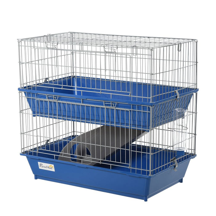 Spacious 2-Tier Small Animal Cage w/ Accessories - Perfect for Rabbits, Ferrets, and Chinchillas!