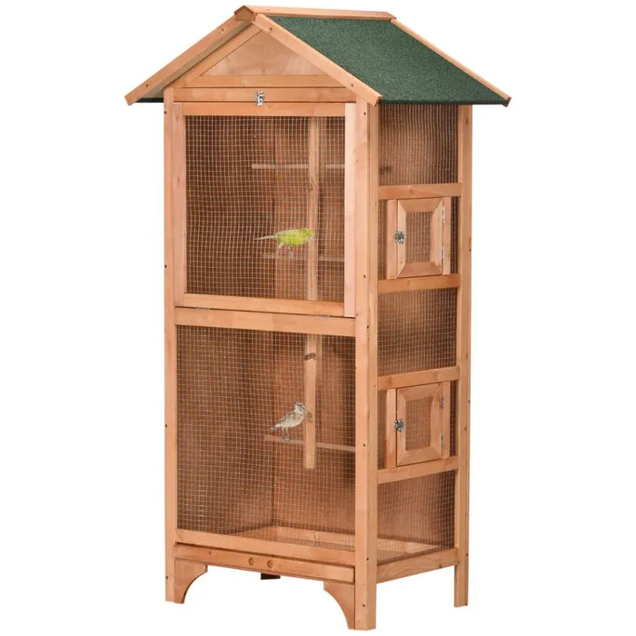 Premium Wooden Bird Aviary for Finch & Canary - Easy to Clean & Weatherproof - Orange