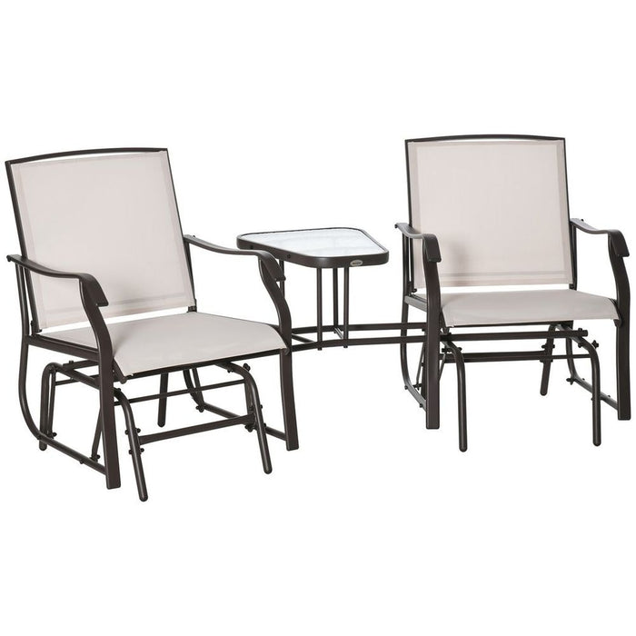 Outsunny Double Glider Loveseat & Table - Relaxation in Beige