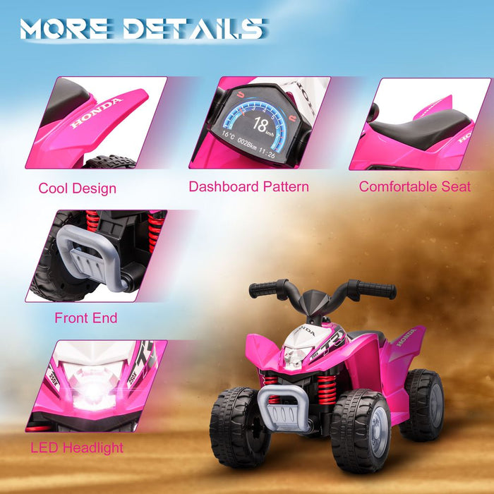 Honda Licensed Kids Electric Quad Bike 6V ATV Ride On 1.5-3 Years Pink