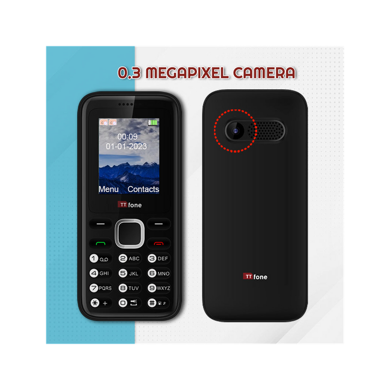 TTfone TT150 Blue Dual SIM Mobile, USB Cable, Vodafone Pay As You Go - Best Quality for Emergency Use