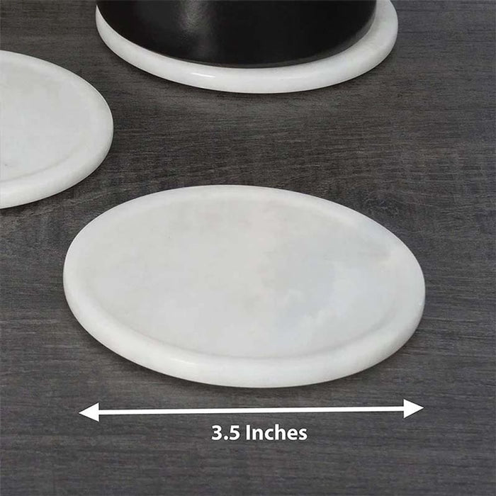 Natural Marble Kitchen Coaster Set With Holder