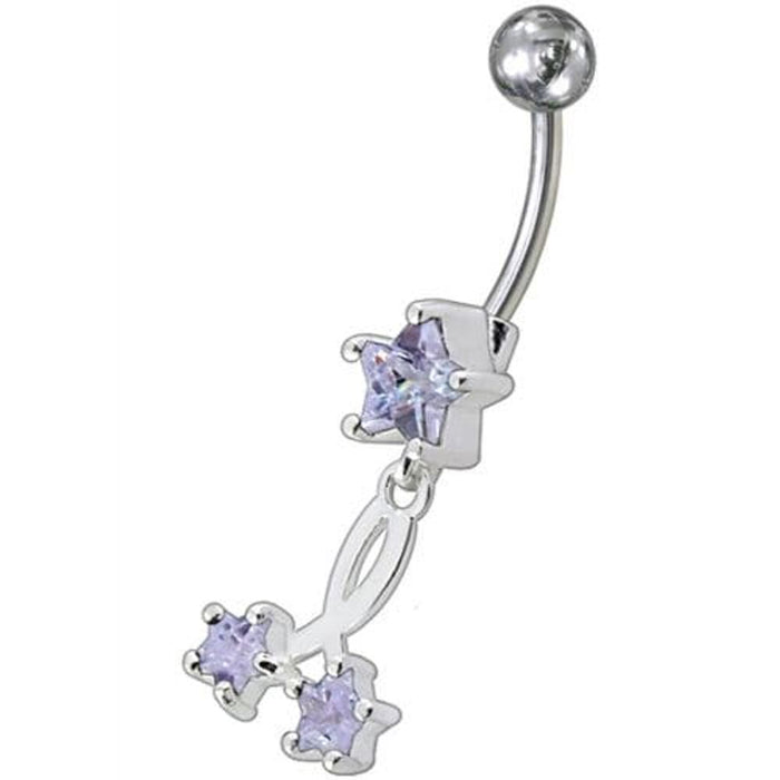 Fancy Standing Star Jeweled Dangling Navel Ring