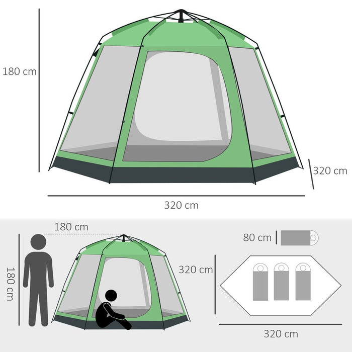 Outsunny 6P Camping Tent | 2-Tier Pop-up Design | Portable Carry Bag | Ideal for Family & Friends