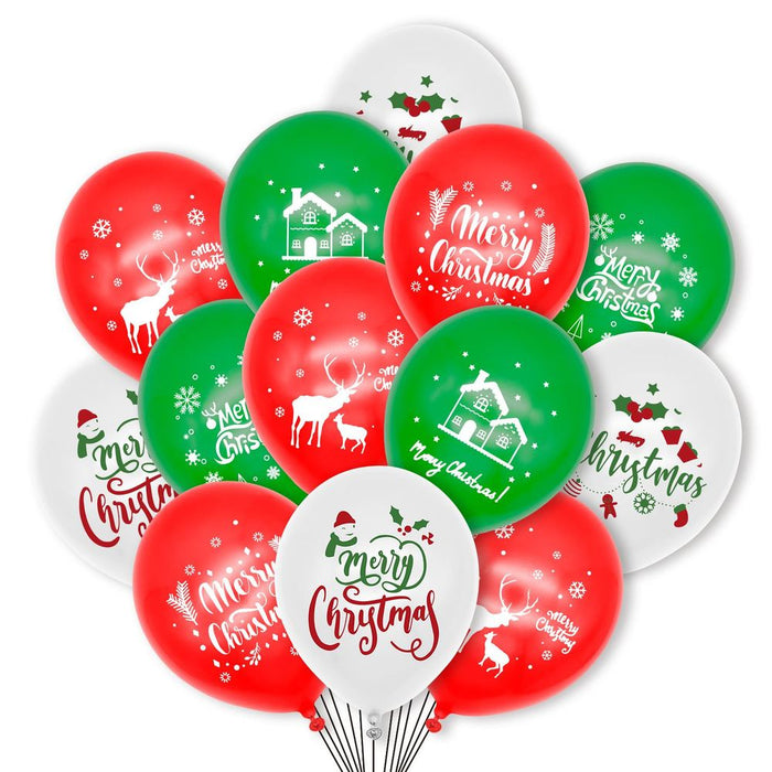 Premium Xmas Party Balloons - Festive Holiday Decor - High-Quality Latex - Vibrant Colors - Ideal for Indoor/Outdoor Events - Pack of 18