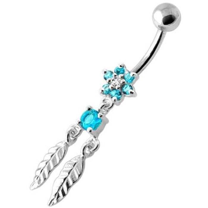 Flower with Dream Catcher Navel belly Bar