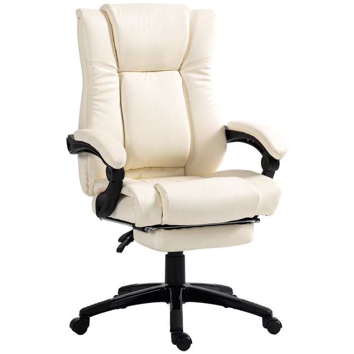 Vinsetto Executive Home Office Chair High Back Recliner, with Foot Rest, Cream